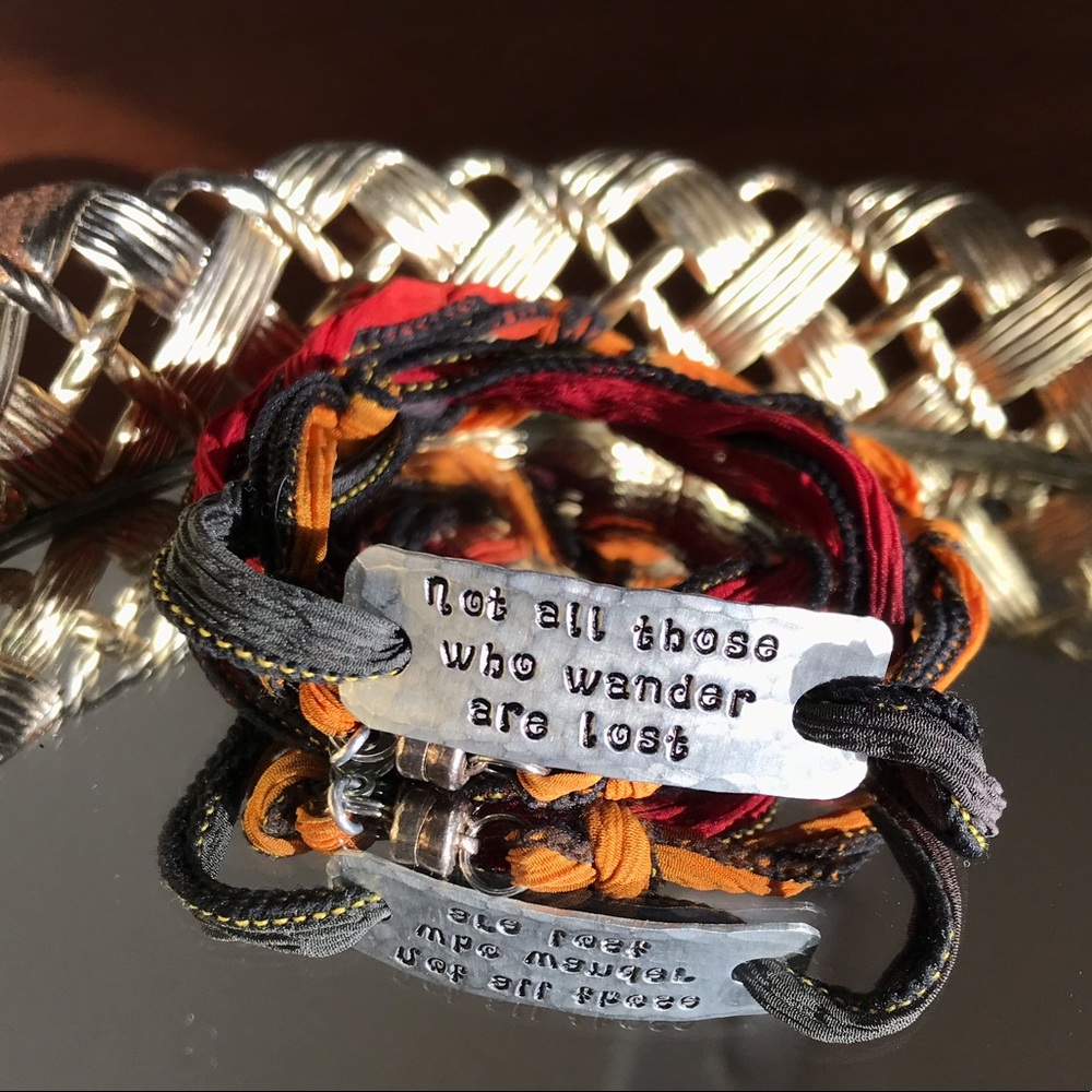 Lord of the Rings LOTR “Not All Who Wander Are Lost” Quote Wrap Ribbon Bracelet